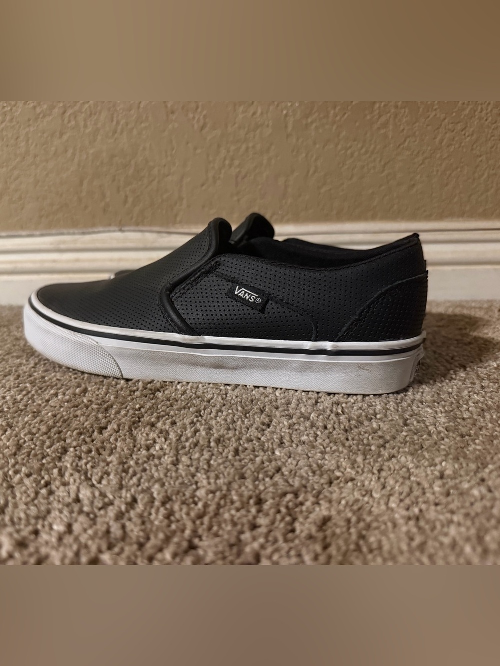 Vans Black Perforated Leather Slip-On Sneaker